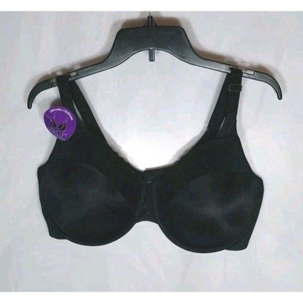 Bali Ultimate Softness Underwire Bra 42D Black Light Lift Textured Cups NWT